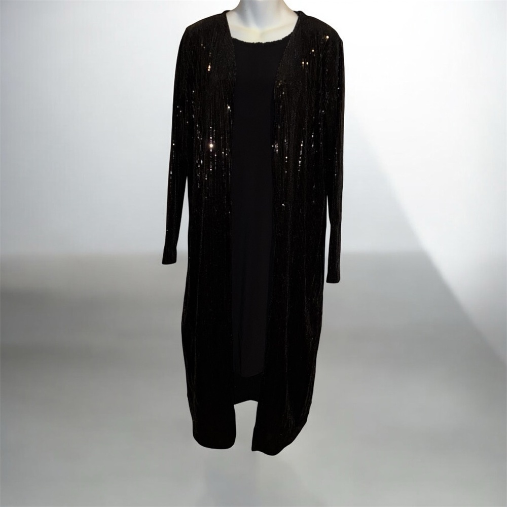 Cato Black Sequin Long Duster